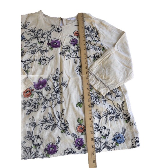 J. Jill Linen Blend Botanical Gardens Embroidered Top Size XL - Picture 6 of 10